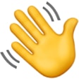 Hand waving emoji.